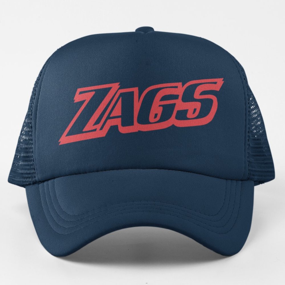 NEW Gonzaga Bulldogs Zags Slant Wordmark Foam Trucker Mesh Snapback Hat NAVY